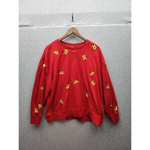 Disney XL Red Winnie The Pooh Sweatshirt With Embroidered Designs